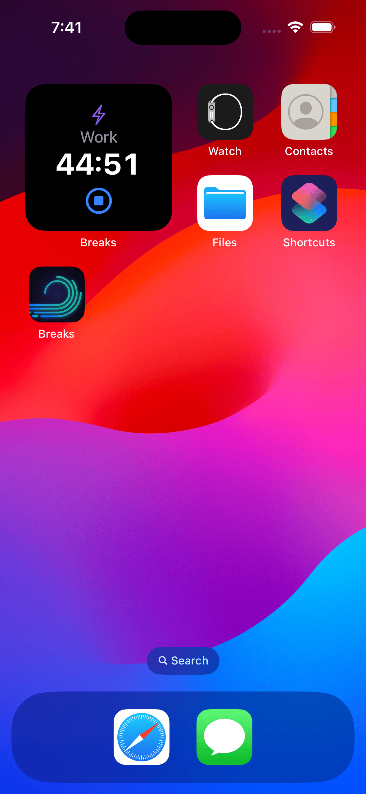 Screenshot of Breaks on iPhone